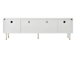 Suporte para TV com 4 portas, porta gradeada, branco