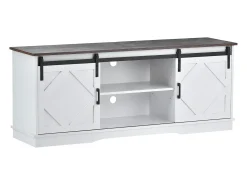 Suporte para TV com 2 portas de correr - Prateleiras ajustáveis ​​150 x 40 x 60 cm - Branco