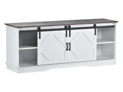Suporte para TV com 2 portas de correr - Prateleiras ajustáveis ​​150 x 40 x 60 cm - Branco