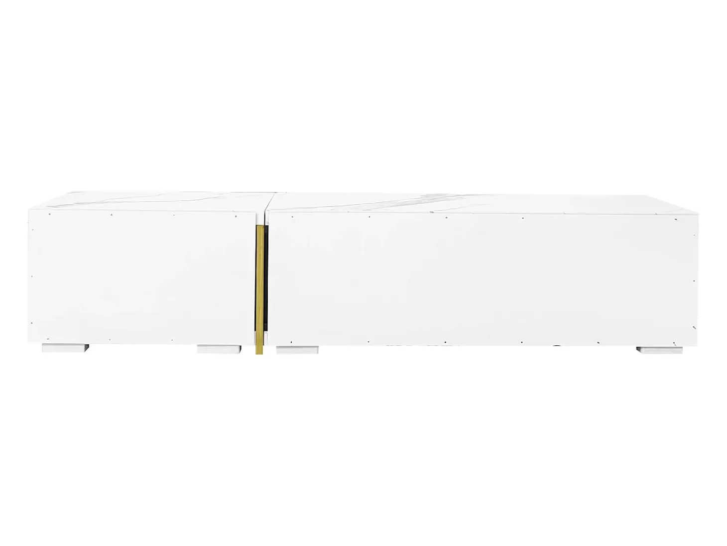 Suporte para TV com comprimento ajustável (140-260 cm), modelo baixo com função giratória, acabamento em mármore, preto.