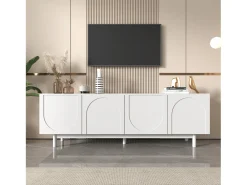 Suporte para TV com divisórias ajustáveis, para sala de estar, sala de jantar e quarto, branco, 175x38x56 cm