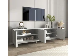 Suporte para TV com divisórias ajustáveis, para sala de estar, sala de jantar e quarto, branco, 175x38x56 cm