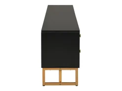 Suporte para TV com espaço de armazenamento, 2 portas e 4 gavetas, suporte baixo para TV, pés e puxadores dourados, preto