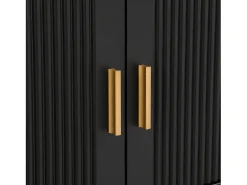 Suporte para TV com espaço de armazenamento, 2 portas e 4 gavetas, suporte baixo para TV, pés e puxadores dourados, preto