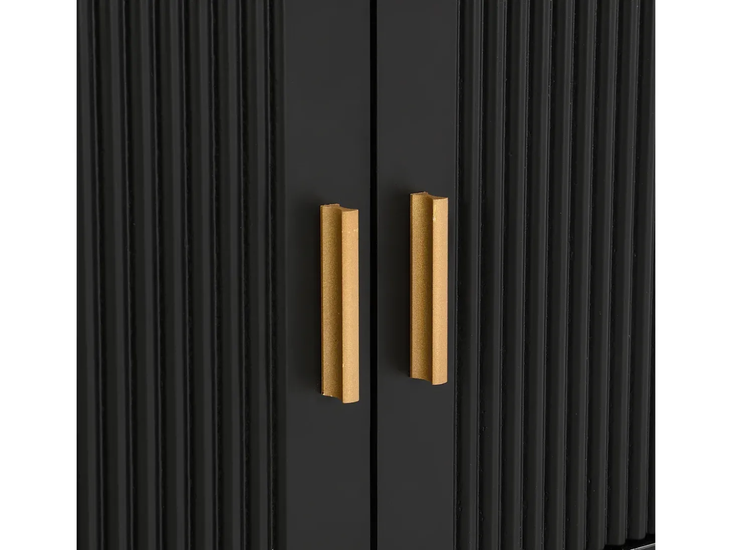 Suporte para TV com espaço de armazenamento, 2 portas e 4 gavetas, suporte baixo para TV, pés e puxadores dourados, preto