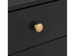 Suporte para TV com espaço de armazenamento, 2 portas e 4 gavetas, suporte baixo para TV, pés e puxadores dourados, preto