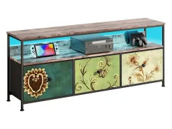 Suporte para TV com faixa de luz LED, altura ajustável, 137*30*57cm, marrom escuro - estilo boêmio