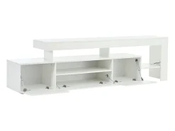 Suporte para TV com iluminação LED e 3 portas - acabamento brilhante - Branco 192 x 37 x 53 cm