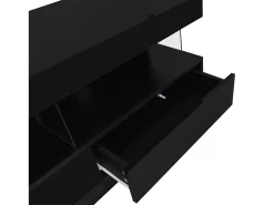 Suporte para TV com iluminação LED, 3 gavetas e 3 prateleiras em vidro - Laca preta brilhante