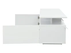 Suporte para TV com iluminação LED, 2 portas e prateleiras em vidro - acabamento brilhante - Branco