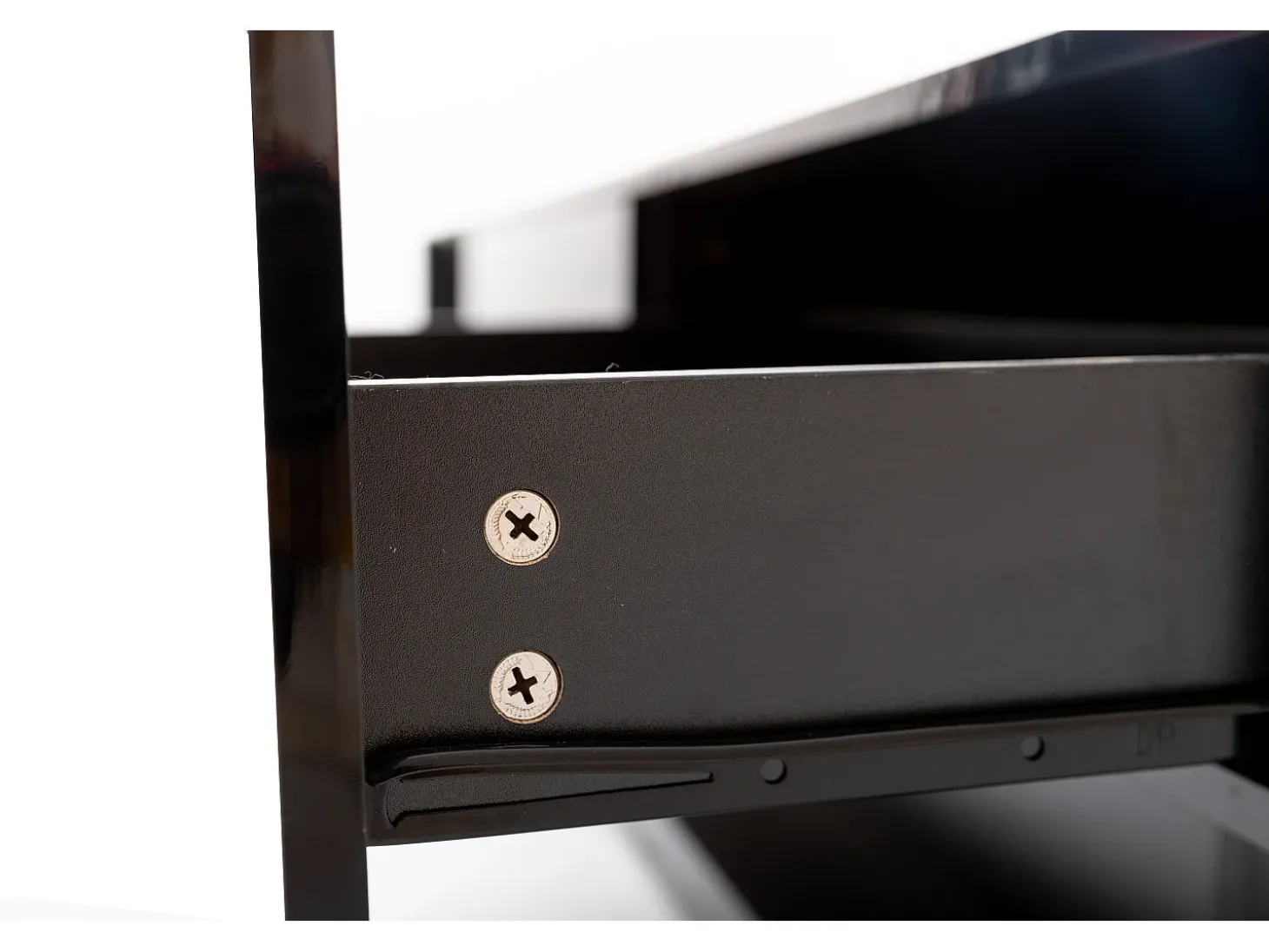 Suporte para TV com iluminação LED, 2 gavetas e 2 prateleiras em vidro - Preto