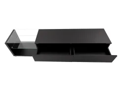 Suporte para TV com iluminação LED, 2 gavetas e 2 prateleiras em vidro - Preto