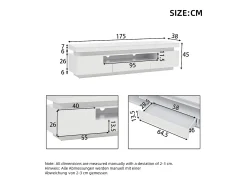 Suporte para TV com iluminação LED, 2 portas em forma de L e uma gaveta - acabamento brilhante - Branco