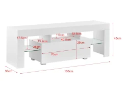 Suporte para TV com iluminação LED multicolorida banco de design com prateleiras 130 cm branco 03_0005859