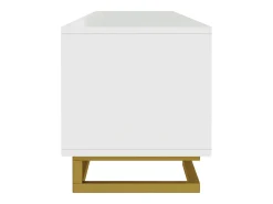 Suporte para TV com portas texturizadas, armário baixo com gavetas, puxadores dourados e pés dourados (branco)
