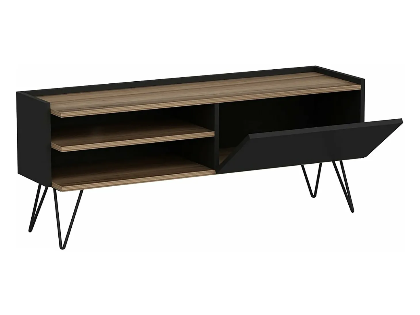 Suporte para TV com porta 50 x 124 x 37 cm preto / efeito madeira 03_0007751