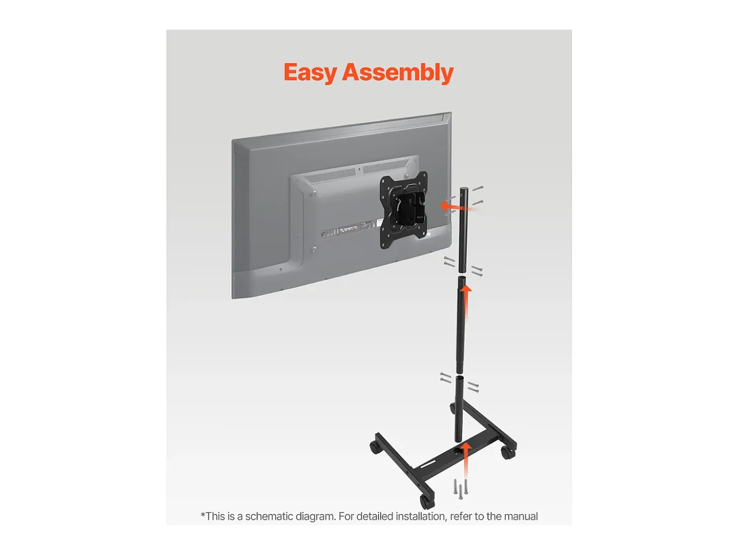 Suporte para TV com Rodas SucceBuy Carrinho Móvel para TV e Suporte para TV com Pé Portátil, Para Televisores/LED/LCD/OLED de 431,8 a 1397 mm, Até 20 kg