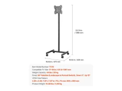 Suporte para TV com Rodas SucceBuy Carrinho Móvel para TV e Suporte para TV com Pé Portátil, Para Televisores/LED/LCD/OLED de 431,8 a 1397 mm, Até 20 kg