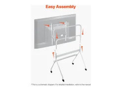Suporte para TV com Rodas SucceBuy Carrinho Móvel para TV e Suporte Portátil com Pé, Para Televisores/LED/LCD/OLED de 889 a 2540 mm, Até 90 kg