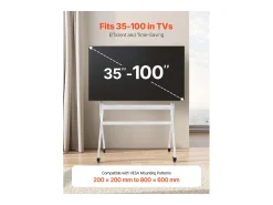 Suporte para TV com Rodas SucceBuy Carrinho Móvel para TV e Suporte Portátil com Pé, Para Televisores/LED/LCD/OLED de 889 a 2540 mm, Até 90 kg