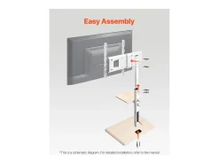 Suporte para TV com Rodas SucceBuy, Ecrãs de 81,2,8-177,8 cm, Carrinho Móvel, Rotação de 25°, Altura Ajustável, 40 kg, VESA 60 x 40 cm, Quarto/Exterior