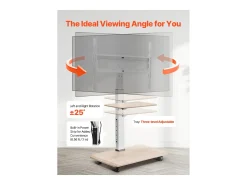 Suporte para TV com Rodas SucceBuy, Ecrãs de 81,2,8-177,8 cm, Carrinho Móvel, Rotação de 25°, Altura Ajustável, 40 kg, VESA 60 x 40 cm, Quarto/Exterior