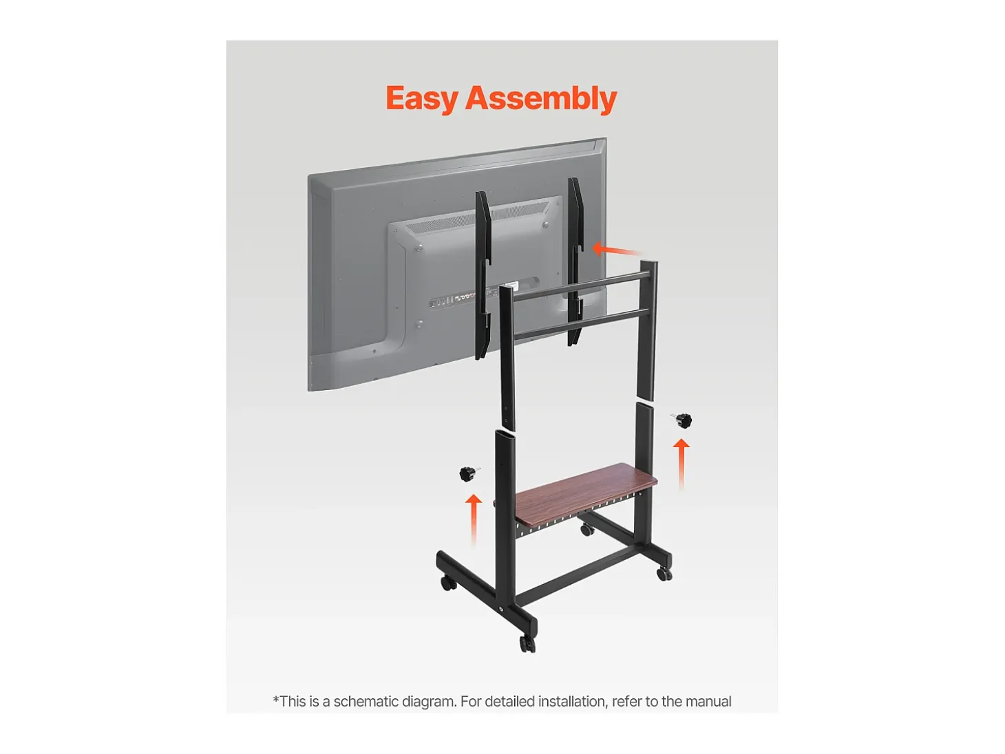 Suporte para TV com Rodas SucceBuy, para Televisores/LED/LCD/OLED (139,7-254 cm), Carrinho Portátil, Até 92,99 kg, VESA 80x60 cm, Sala de Estar/Escritório/Exterior