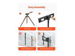 Suporte para TV com Tripé SucceBuy , Para Quarto, Estúdio, Sala de Estar, Compatible com Ecrãs Planos/Curvos de 1016-1651 mm, Capacidade de Carga 45 kg