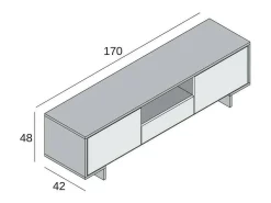 Suporte para TV Darrighin, Suporte para TV para sala de estar, Aparador baixo para sala com 2 portas e 1 gaveta, 100% Made in Italy, 170x42h48 cm, Branco