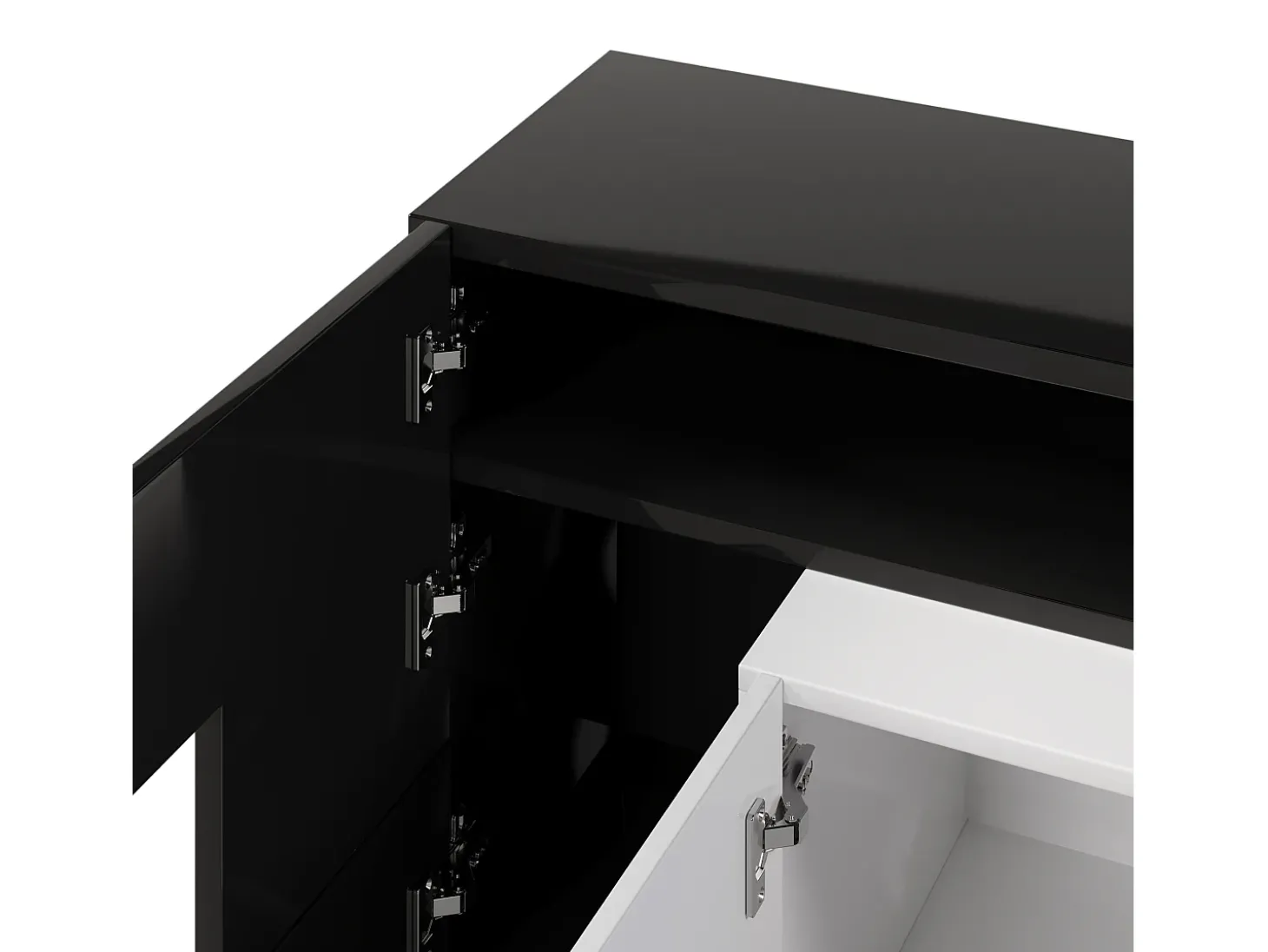 Suporte para TV de 200 cm - Suporte para TV baixo e elegante - Acabamento brilhante com iluminação LED - Superfície de vidro estilosa - Preto