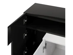 Suporte para TV de 200 cm com iluminação LED, móvel para sala de estar, design moderno, elegante superfície de vidro, preto.