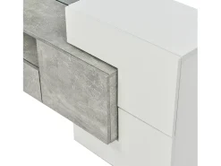 Suporte para TV de 200 cm com iluminação LED, móvel para sala de estar, design moderno, elegante superfície de vidro, cinza.