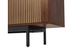 Suporte para TV de 200 cm, móvel moderno para TV com iluminação LED, 3 portas listradas e 1 porta de vidro, estrutura metálica.
