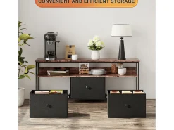 Suporte para TV de 137 x 30 x 57 cm, com iluminação LED e gavetas, com espaço de armazenamento, preto.