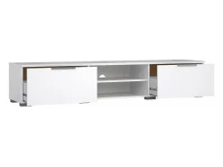 Suporte para TV Dtheat, Aparador de sala, Móvel baixo para TV, Base de parede equipada, 173x40 h33 cm, Branco