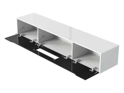 Suporte para TV em madeira e preto brilhante com iluminação LED multicolorida – Design moderno e harmonioso, 180 x 35 x 30 cm