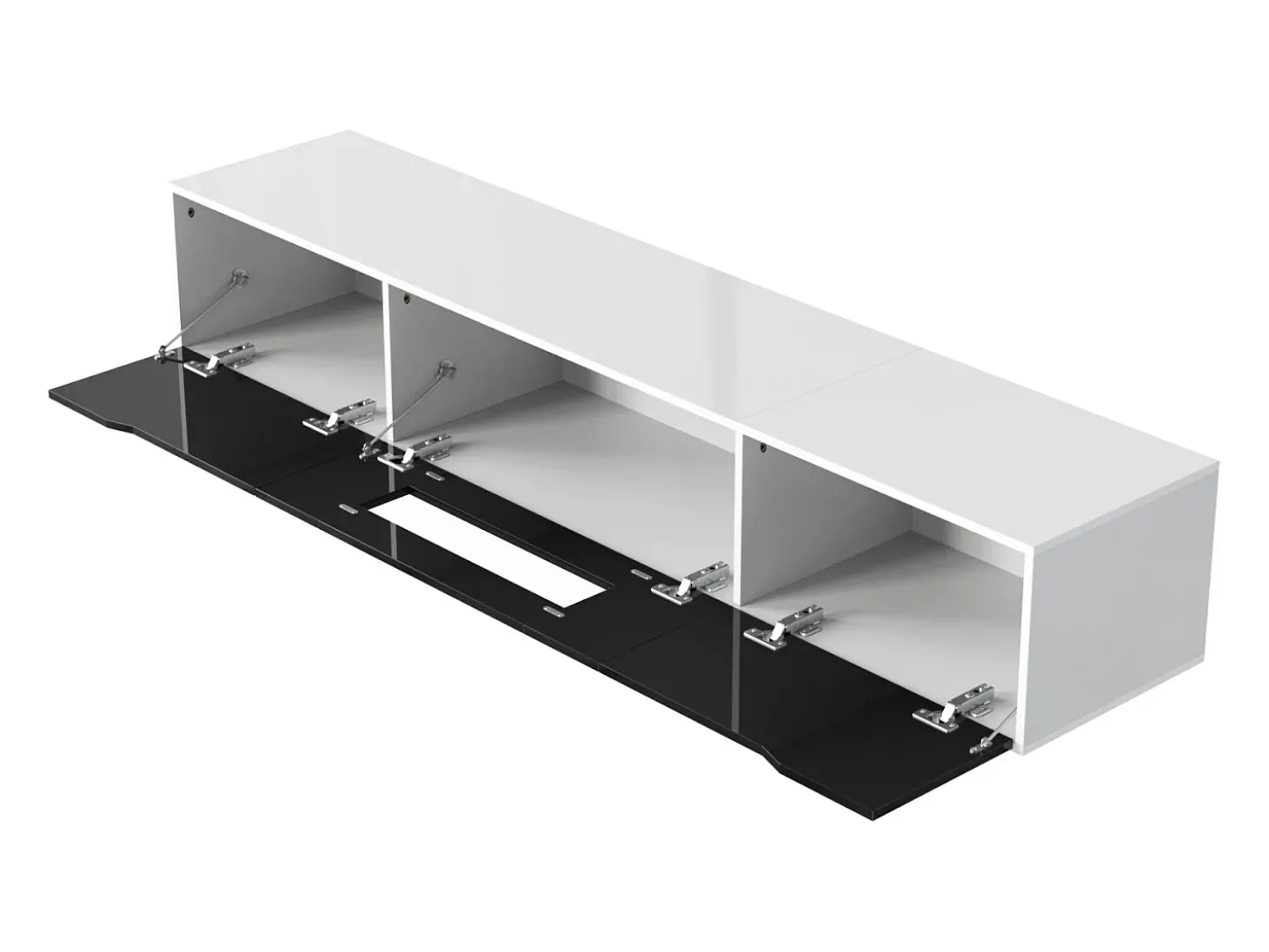 Suporte para TV em madeira e preto brilhante com iluminação LED multicolorida – Design moderno e harmonioso, 180 x 35 x 30 cm