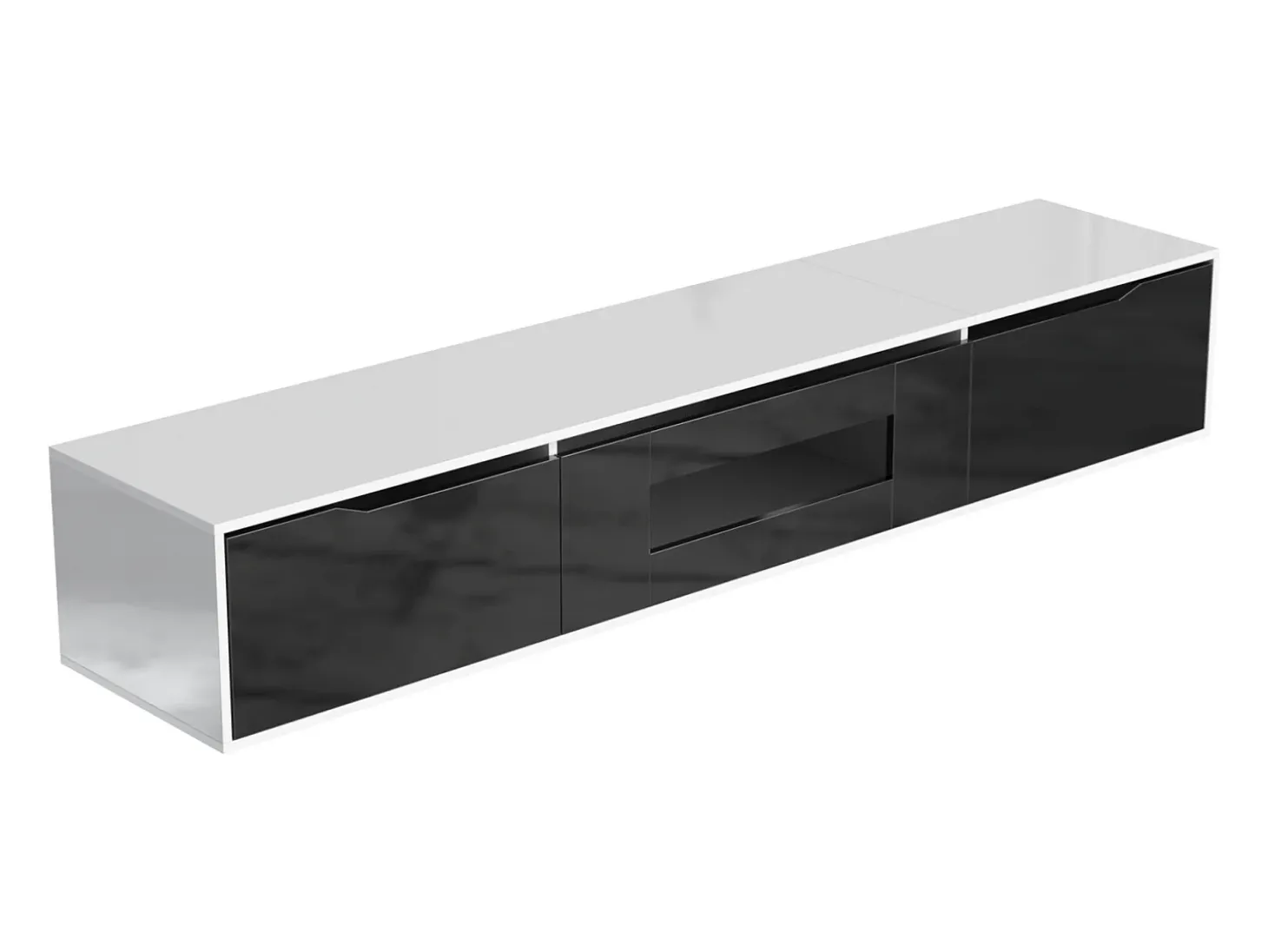 Suporte para TV em madeira e preto brilhante com iluminação LED multicolorida – Design moderno e harmonioso, 180 x 35 x 30 cm