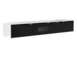 Suporte para TV em madeira e preto brilhante com iluminação LED multicolorida – Design moderno e harmonioso, 180 x 35 x 30 cm