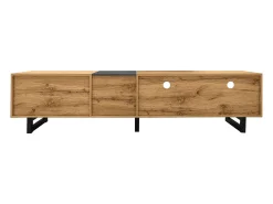 Suporte para TV em madeira - Suporte para TV de três portas com pés em metal em U - Arrumação aberta - para sala de estar