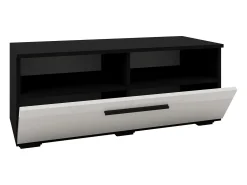 Suporte para TV haaus Kos, 1 porta, 2 prateleiras, Preto/Blanc Brillant, MDF, 95 x 40 x 39 cm