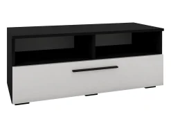 Suporte para TV haaus Kos, 1 porta, 2 prateleiras, Preto/Blanc Brillant, MDF, 95 x 40 x 39 cm