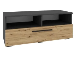 Suporte para TV haaus Kos, 1 porta, 2 prateleiras, Antracite/Chêne Artisan, 95 x 40 x 39 cm