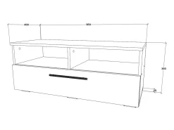 Suporte para TV haaus Kos, 1 porta, 2 prateleiras, Antracite/Chêne Artisan, 95 x 40 x 39 cm