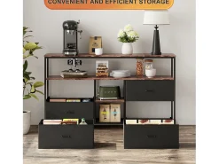 Suporte para TV LED baixo, 108 x 30 x 77 cm, estrutura sólida em metal e madeira, móvel para TV, mesa para TV, preto