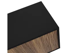 Suporte para TV preto e madeira - Suporte para TV com 2 portas e 3 gavetas - Puxadores dourados e padrão ondulado