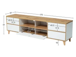 Suporte para TV/mesa de centro com 5 portas e 2 compartimentos abertos para sua sala de estar, 175 x 37 x 51 cm