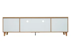 Suporte para TV/mesa de centro com 5 portas e 2 compartimentos abertos para sua sala de estar, 175 x 37 x 51 cm