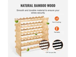 Suporte para Vinhos Empilhável SucceBuy para 48 Garrafas, Prateleira de Exposição em Madeira de Bambu com 6 Níveis