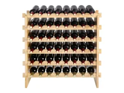 Suporte para Vinhos Empilhável SucceBuy para 48 Garrafas, Prateleira de Exposição em Madeira de Bambu com 6 Níveis